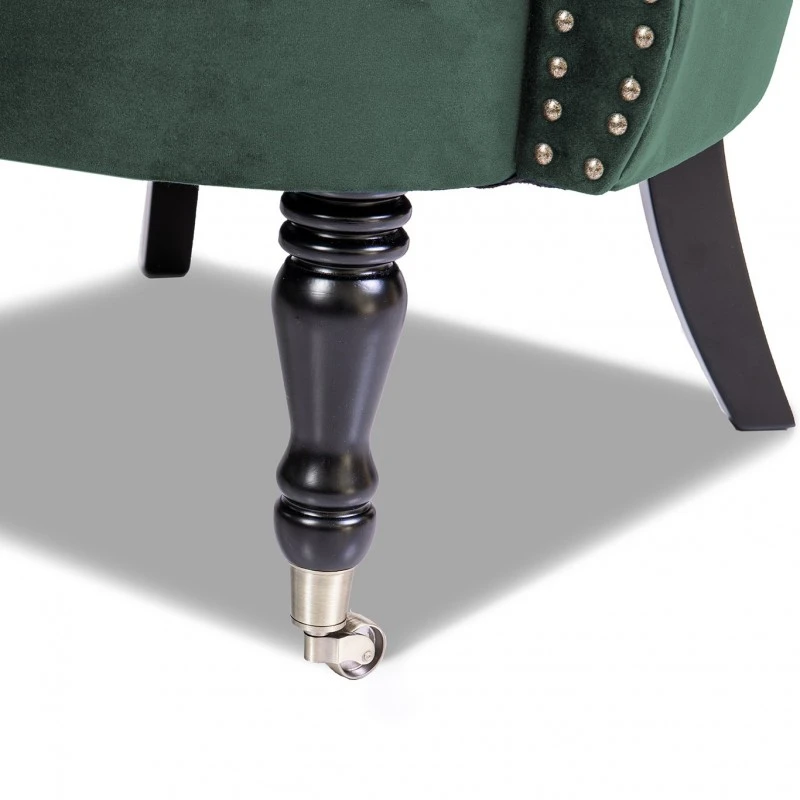 Фотьойл Честърфийлд Людовик, тъмно зелено кадифе